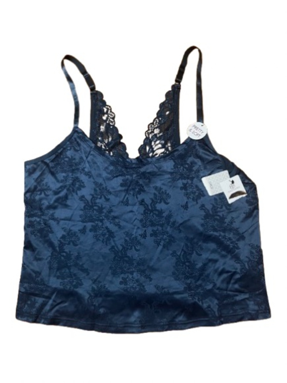 NWT Daisy Fuentes Blue Lace Satin Soft Cami Shorts Set Size 2X